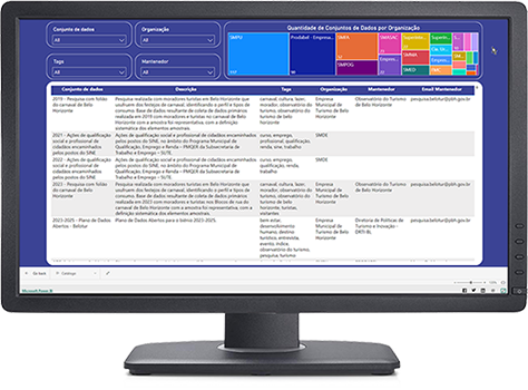 Ilustração de um monitor exibindo o Catálogo de dados.